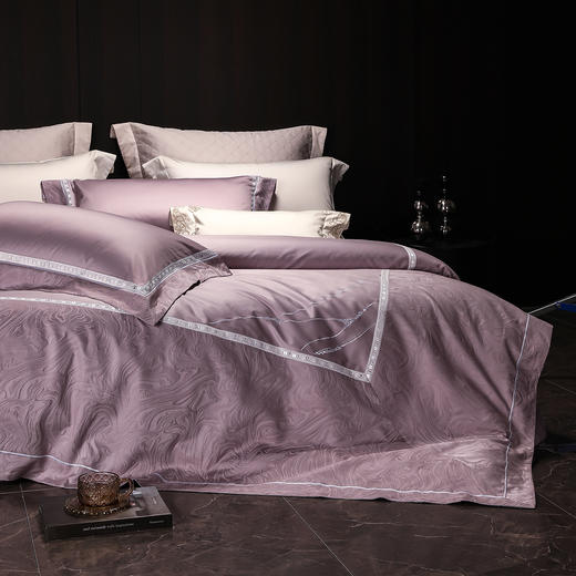 80支长绒棉染色提花四件套-云璃（紫） 商品图3