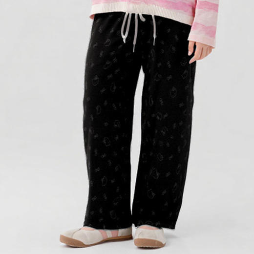 【女童秋款印花阔腿裤】巴比童装儿童外穿蝴蝶结打底裤子宝宝弹力直筒休闲长裤★ 商品图4