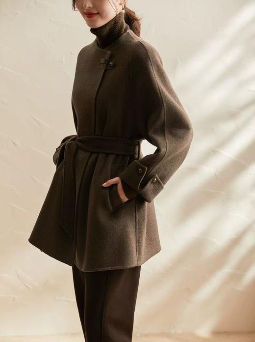 【高端系列】手工定制3086款100%羊毛皮袢一粒扣中款双面尼大衣-喜出 商品图6