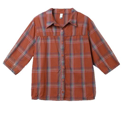 夏季新款中年妈妈时尚七分袖衬衫秋夏妈妈装宽松遮肚格子百搭上衣 商品图4