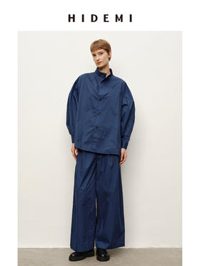 HIDEMI 宁静蓝简约设计感廓形套装/衬衫/阔腿裤