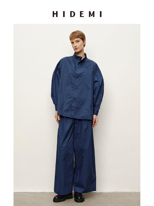 HIDEMI 宁静蓝简约设计感廓形套装/衬衫/阔腿裤 商品图0