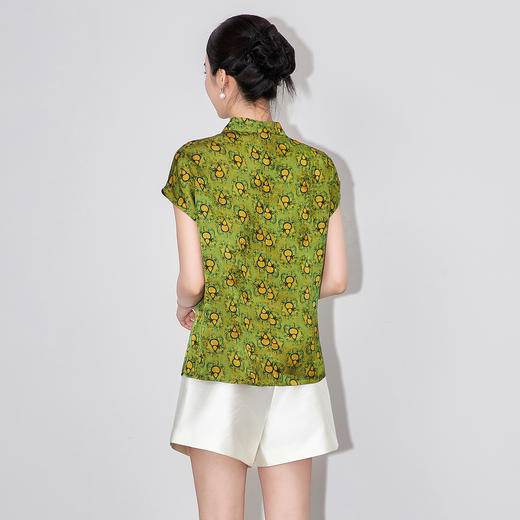 气质国风香云纱葫芦提花衬衫，新中式斜襟盘扣上衣WLZD-2510104 商品图1