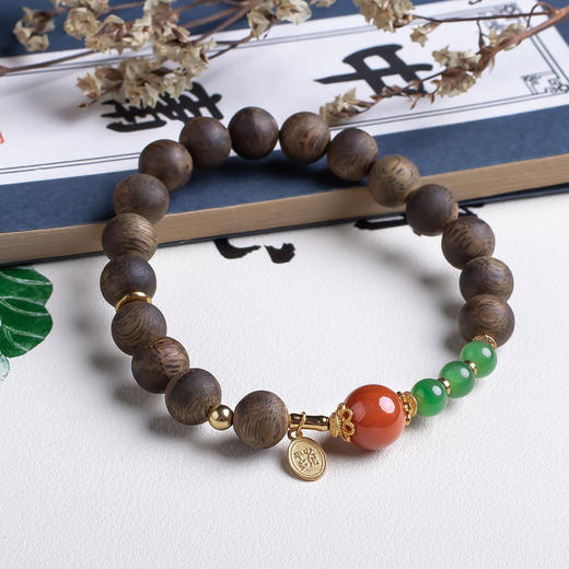 xy0536沉香+志红碧玉平安多财手串 商品图3