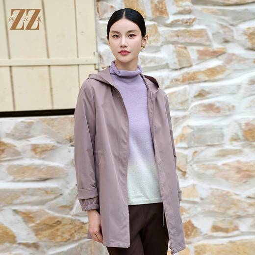 佐尔美时尚气质简约百搭连帽中长款风衣女M43FZ05 商品图0