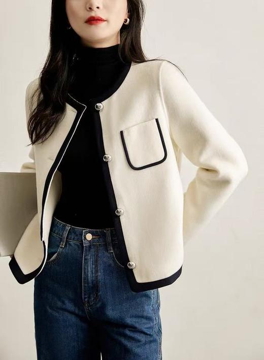 【高端系列】2088款90%超细羊毛➕10%山羊绒短款小香风双面尼大衣-喜出 商品图1