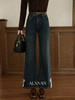 鹿向南「栖蝶浮光」复古蓝色阔腿牛仔裤女秋新款垂感直筒遮肉长裤 商品缩略图3