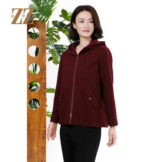 佐尔美经典老钱风连帽风衣压花外套女M43FD24 商品图1