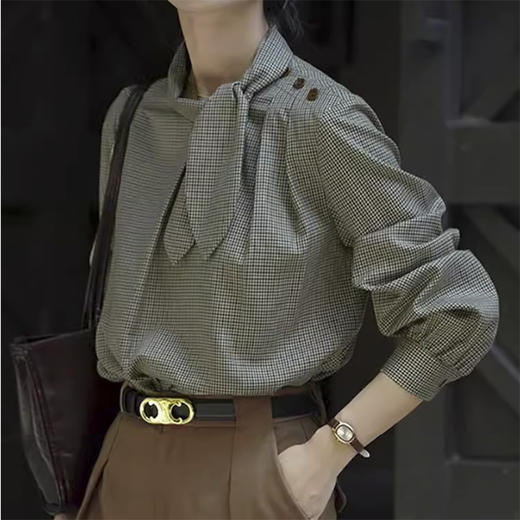 裁缝学苑AH48复古扭结领格子衬衫纸样女装上衣衬衣样板图纸 商品图2