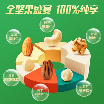 沃隆纯坚果每日坚果600g/24袋0添加混合坚果腰果核桃仁休闲零食礼盒 /休闲食品 /坚果炒货 /每日坚果 商品图0