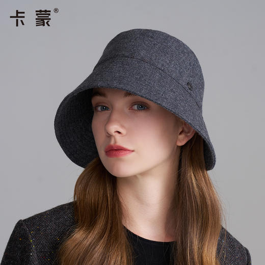卡蒙绵羊毛后开口简约渔夫帽可扎马尾日常百搭盆帽KM-5279 商品图1