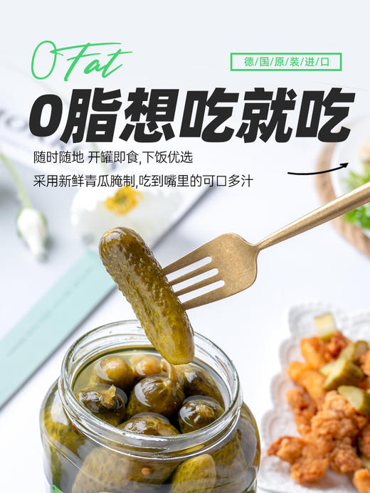 【中欧班列精选】德国冠利酸黄瓜 原装进口冠利便速食配菜西餐烘培酸黄瓜 670g/瓶 商品图3