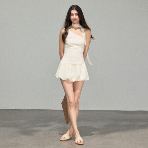 Ariseism 美式复古米色带挂脖连衣裙女夏季新款裙子 商品图4