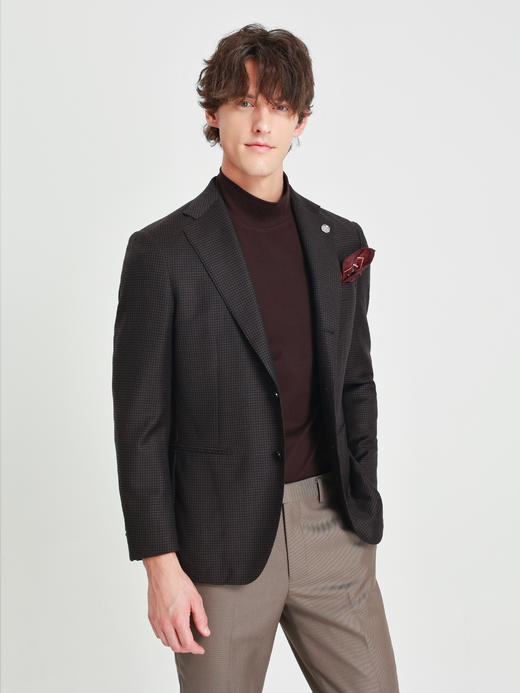 callisto雪茄棕复古千鸟格平驳领便西 商品图2