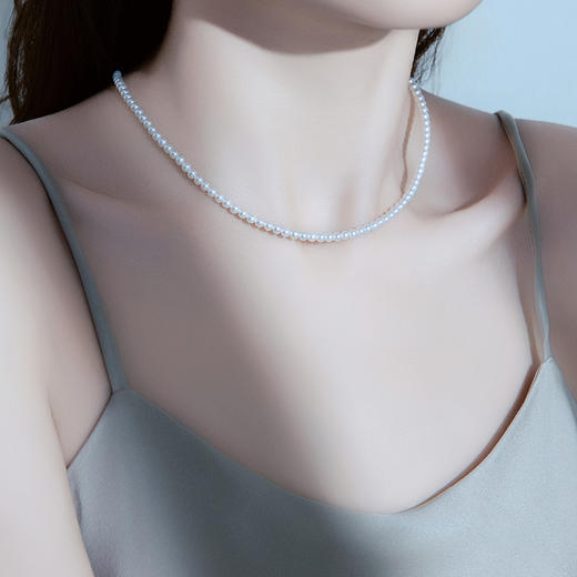 彩云系列 S925银淡水珍珠项链 3-4mm 商品图0