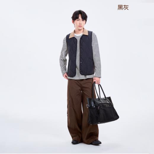 可拆翻领绗缝羊毛马夹 男女同款 保暖百搭 商品图3