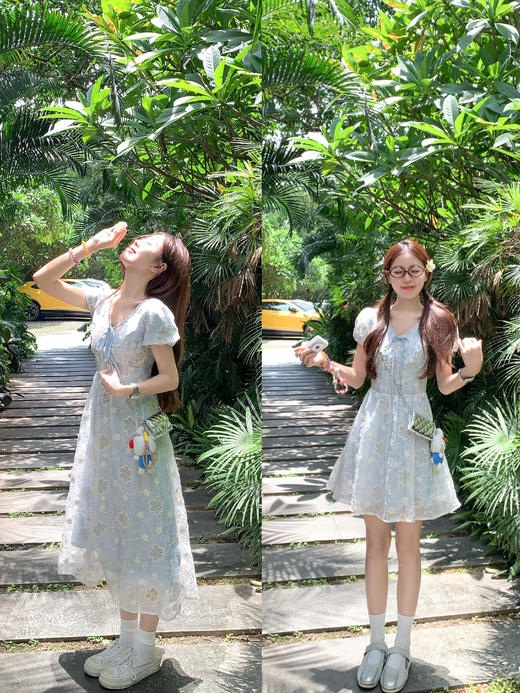 <曾小咸推荐>现货秒杀！微信超特价！法式气质V领蕾丝镂空连衣裙 长款 日常269.99  立减140 秒杀129.99！ 短款 日常229.99 立减100 秒杀129.99！ 商品图12