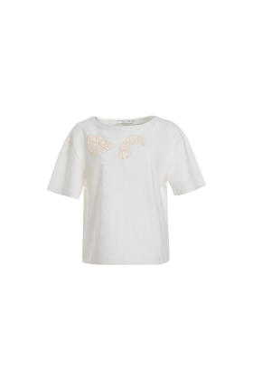 “SS25幻彩花”镂空绣花短款T恤