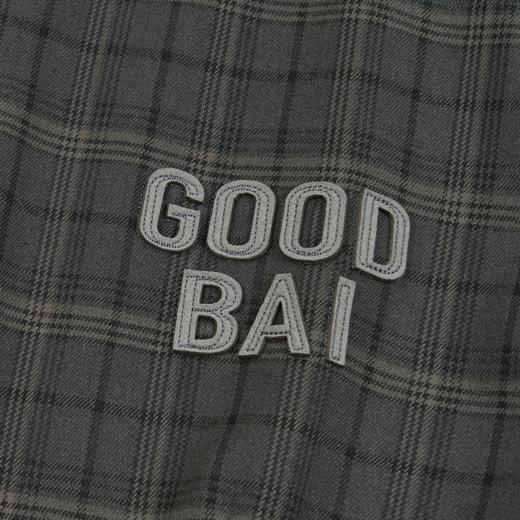 GOODBAI logo徽章剪影贴布绣格纹正肩圆领长袖上衣 商品图3