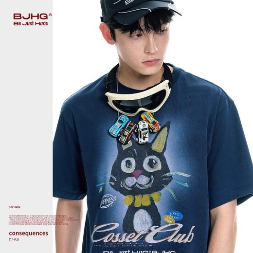 【不鸣系列】BJHG不计后果趣味黑猫短袖t恤男夏季速干凉感抑菌T恤 商品图0