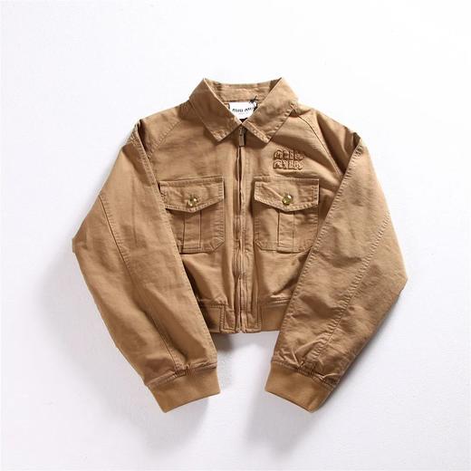 MIU家飞行员夹克外套刺绣短款水洗做旧贴补夹克拉链衫 商品图5