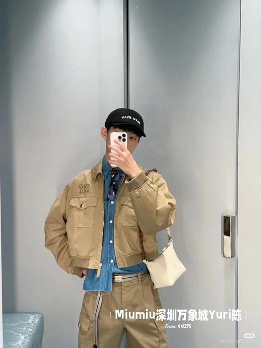 MIU家飞行员夹克外套刺绣短款水洗做旧贴补夹克拉链衫 商品图3
