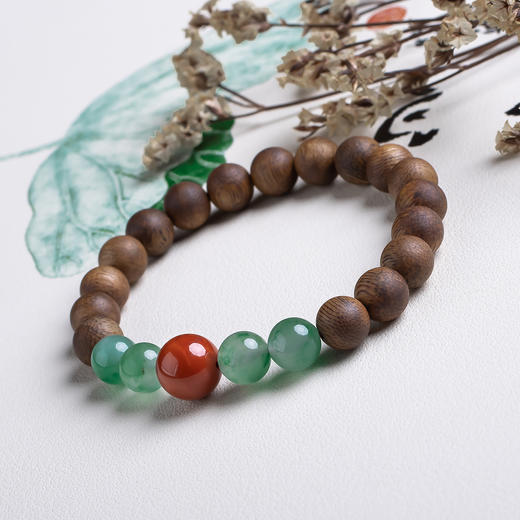 xy0538沉香+南红非洲翠手串 商品图2