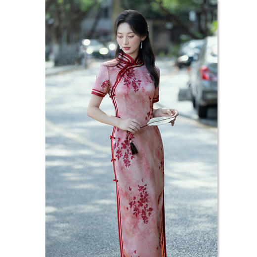 SKY 5825189复古国风中式宽边印花旗袍 商品图2