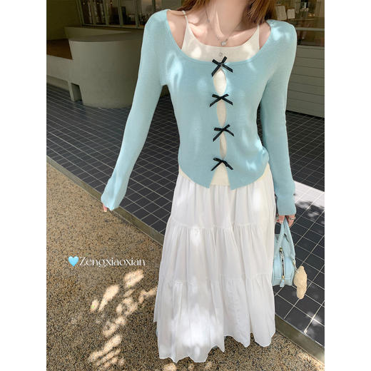 <曾小咸推荐>2.17现货秒杀 ！微信超特价！2色蝴蝶结假两件针织衫 日常159.99 立减80 秒杀79.99！！ 商品图3