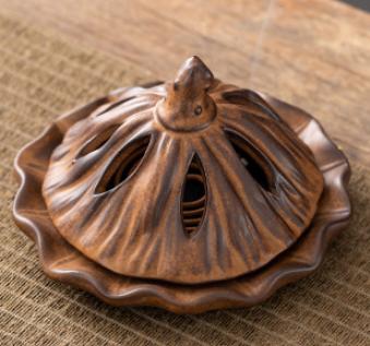 米马杂货 禅意复古香炉 陶瓷熏香容器 莲蓬摆件 水晶净化香炉~ 商品图3