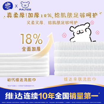 维达洗脸巾 线条小狗联名180抽*4提 悬挂式一次性毛巾整箱 /家庭清洁/纸品 /清洁纸品 /洗脸巾 商品图3