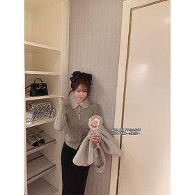 金蘑菇菇 撒娇情话 镂空针织组/chan*l开衫miu钻领开衫