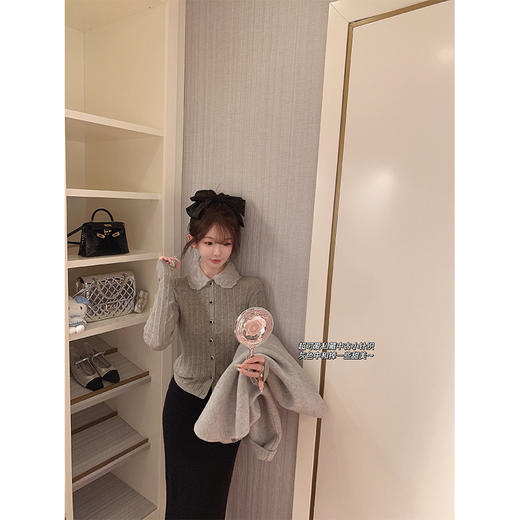 金蘑菇菇 撒娇情话 镂空针织组/chan*l开衫miu钻领开衫 商品图0