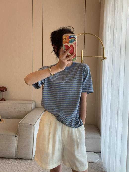 816-1 高端货 TR清爽条纹 软糯羊绒 针织短袖T恤 看相册 商品图8