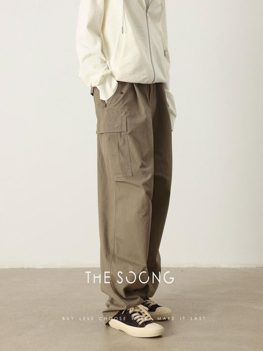 THESOONG|"秋日氛围"純棉透气阔腿大口袋绑带休闲工装裤HWKZ7421 商品图1