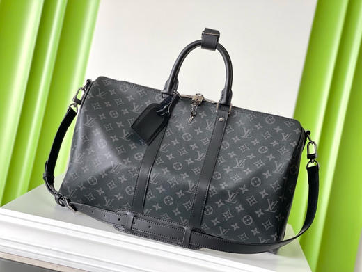 夏季特惠💰900 原单LV M40569 尺寸：45×27×20cm KEEPALL 黑花旅行袋 变码芯片 商品图0