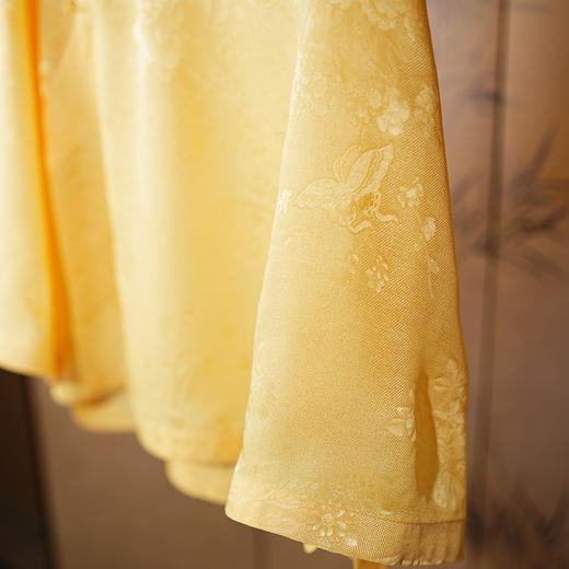 OPH XZ610新中式真丝花罗长袖衬衫国风盘扣桑蚕丝宽松上衣 商品图3