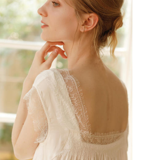 新款复古宫廷风网纱人棉贡缎小白裙法式甜美公主风长裙简约清新裙 商品图0