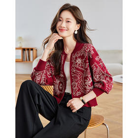 OSL 9525提花时尚休闲宽松针织棒球服显瘦拉链开衫