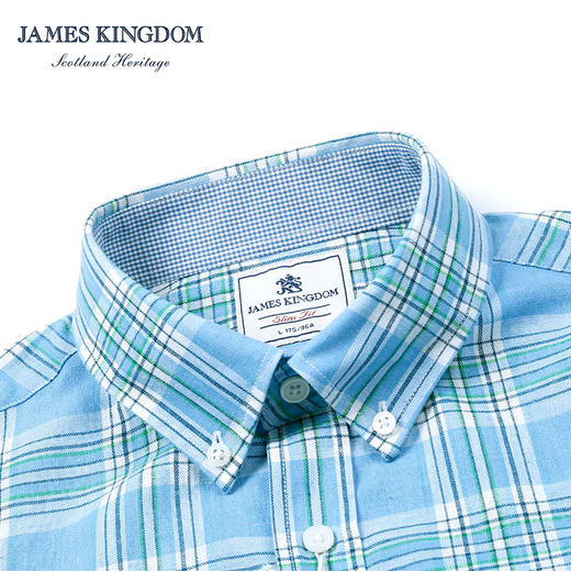 【透气亚麻格纹】占姆士长袖衬衫2025男款初秋休闲中青年麻衬衣 商品图3