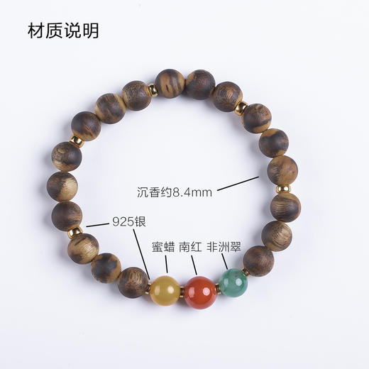 xy0541虎斑纹沉香+南红蜜蜡手串 商品图6