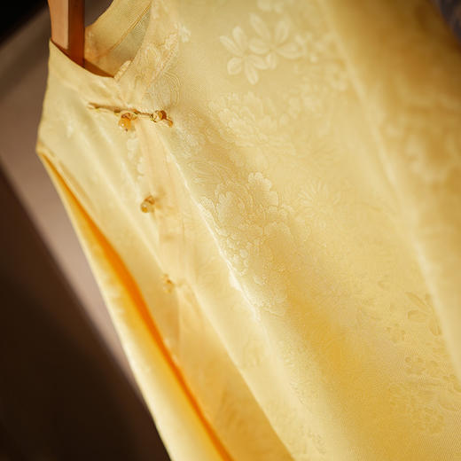 OPH XZ610新中式真丝花罗长袖衬衫国风盘扣桑蚕丝宽松上衣 商品图1