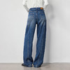 TOYOUTH初语慵懒设计感显瘦斜分割牛仔裤女阔腿裤8438004 商品缩略图3