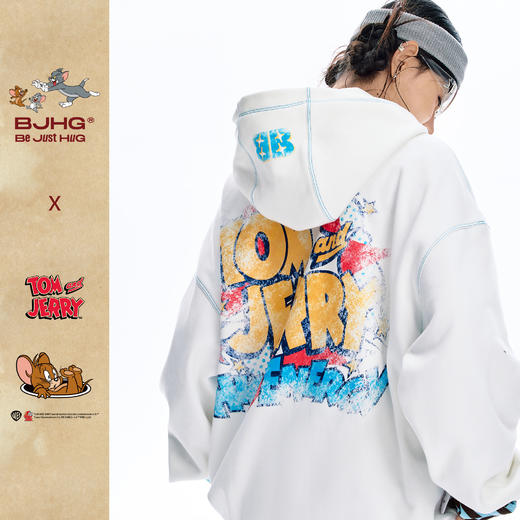 【猫和老鼠联名】BJHG不计后果连帽卫衣男款秋复古做旧情侣上衣女 商品图2