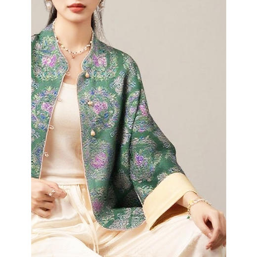 OPH W5203桑蚕丝真丝蜀锦织金新中式外套双面穿 商品图2