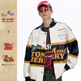 【猫和老鼠联名】BJHG不计后果PU皮衣夹克外套男款秋季机车棒球服
