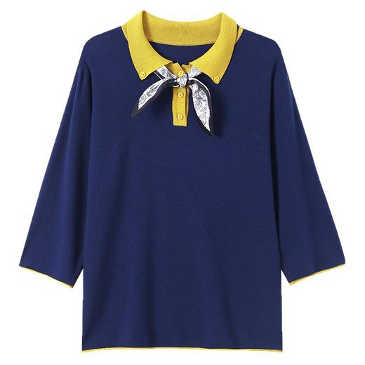 丝巾翻领上衣女春秋薄款打底衫漂亮气质减龄针织衫2025秋季妈妈装 商品图4