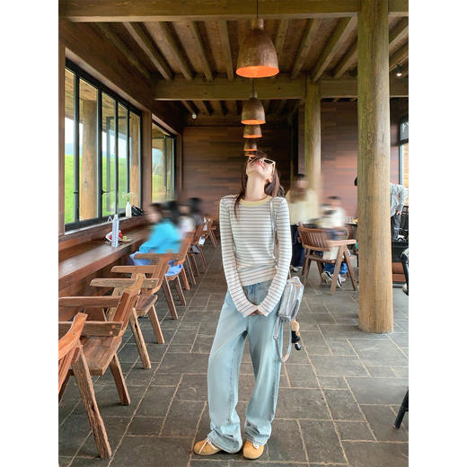 <曾小咸推荐>2.27现货秒杀 ！微信超特价！韩系撞色条纹衫 日常159.99 立减90 秒杀69.99！！ 商品图4