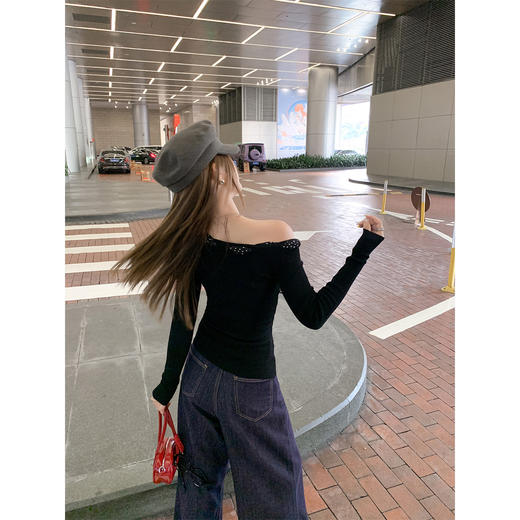 【129元任选2件】现货！蝴蝶结露肩修身针织衫 商品图4