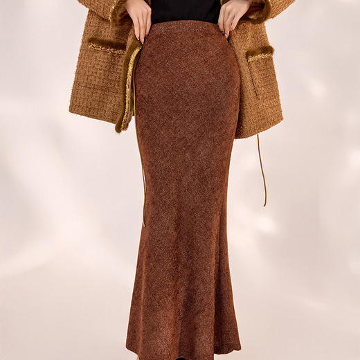 SS MY058新中式高级设计烫金加厚鱼尾裙国风气质半裙 商品图2